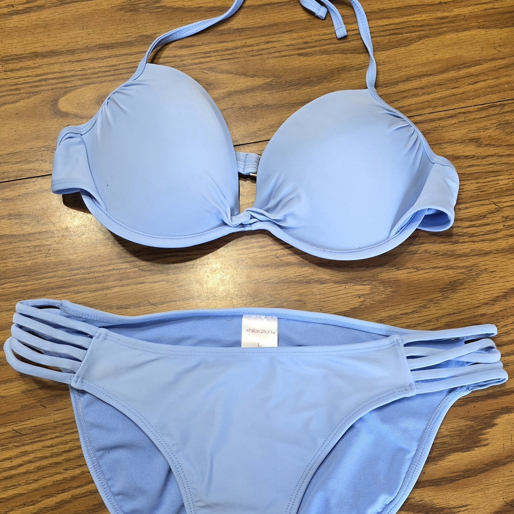Xhilaration Light Blue Bikini with Strappy Design